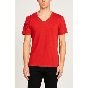 ATM Anthony Thomas Melillo Red V Neck Linen T Shirt Tee Top  Mens Size Large